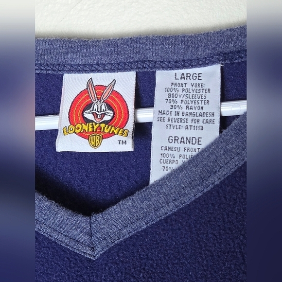 Vintage Women's Looney Tunes Tweety Bird V-Neck Fleece Pullover, Large - Picture 3 of 4